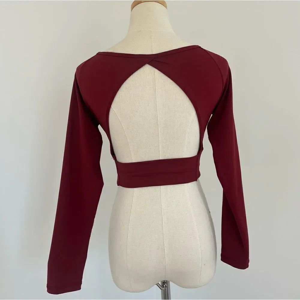 Red Cropped Open Back Yoga Top